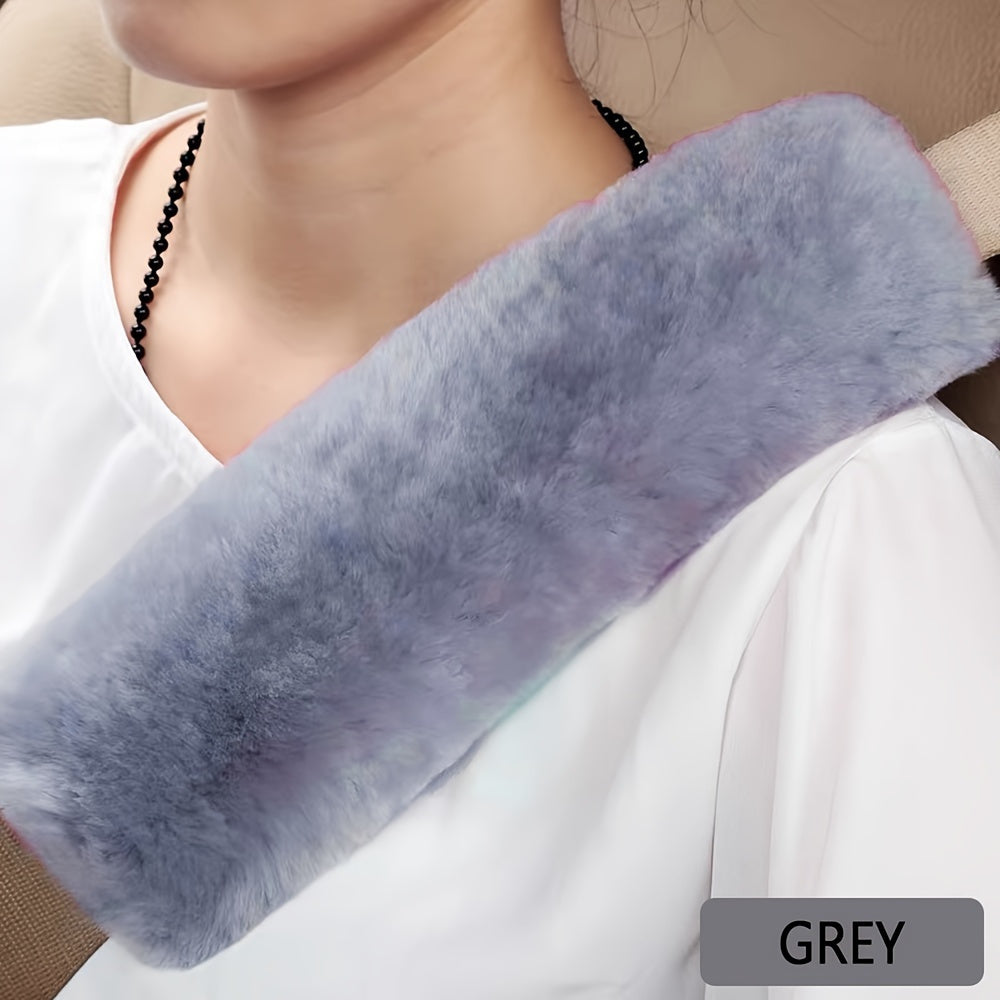 Faux Fur Car Seat Belt Pads Soft Plush Shoulder Cushion Anti-Slip