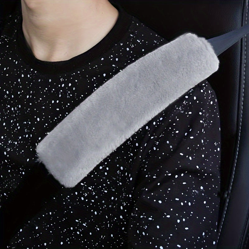 Faux Fur Car Seat Belt Pads Soft Plush Shoulder Cushion Anti-Slip