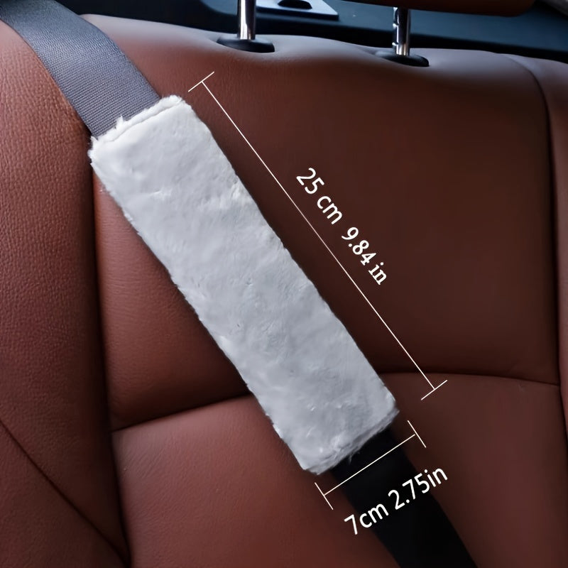 Faux Fur Car Seat Belt Pads Soft Plush Shoulder Cushion Anti-Slip