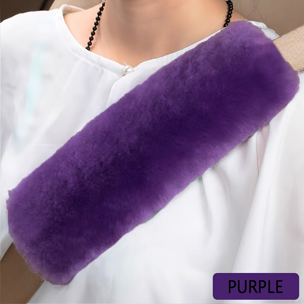 Faux Fur Car Seat Belt Pads Soft Plush Shoulder Cushion Anti-Slip