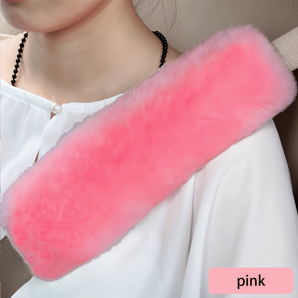 Faux Fur Car Seat Belt Pads Soft Plush Shoulder Cushion Anti-Slip