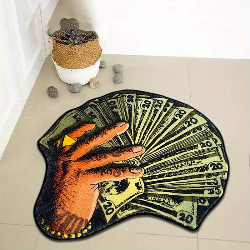 Элегантный пушистый ковер с абстрактным дизайном в виде долларовых купюр - 100 см/39 дюймов - Идеально подходит для любой комнаты, спальни, гостиной или гардеробной - Рекомендуется ручная стирка - Изготовлен из высококачественного полиэстера