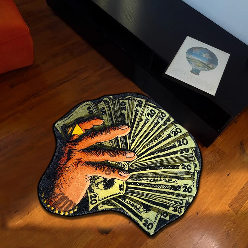 Abstract Dollar Bills Fluffy Rug 39 Inch Bedroom Living Room Decor Polyester
