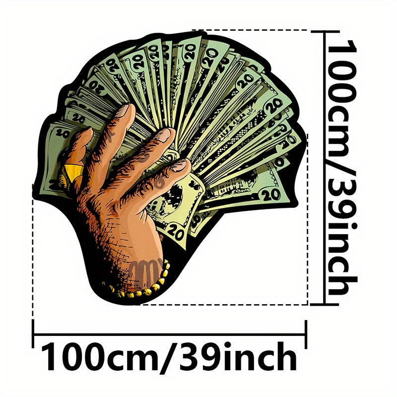 Элегантный пушистый ковер с абстрактным дизайном в виде долларовых купюр - 100 см/39 дюймов - Идеально подходит для любой комнаты, спальни, гостиной или гардеробной - Рекомендуется ручная стирка - Изготовлен из высококачественного полиэстера