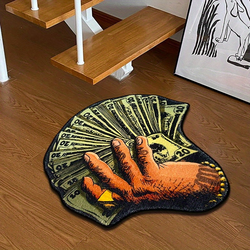 Элегантный пушистый ковер с абстрактным дизайном в виде долларовых купюр - 100 см/39 дюймов - Идеально подходит для любой комнаты, спальни, гостиной или гардеробной - Рекомендуется ручная стирка - Изготовлен из высококачественного полиэстера