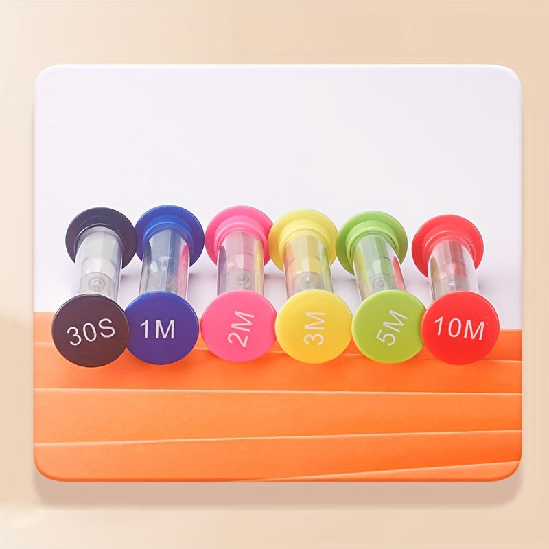 Set of 6 Small Colorful Sand Timers for Kitchen and Party Decor