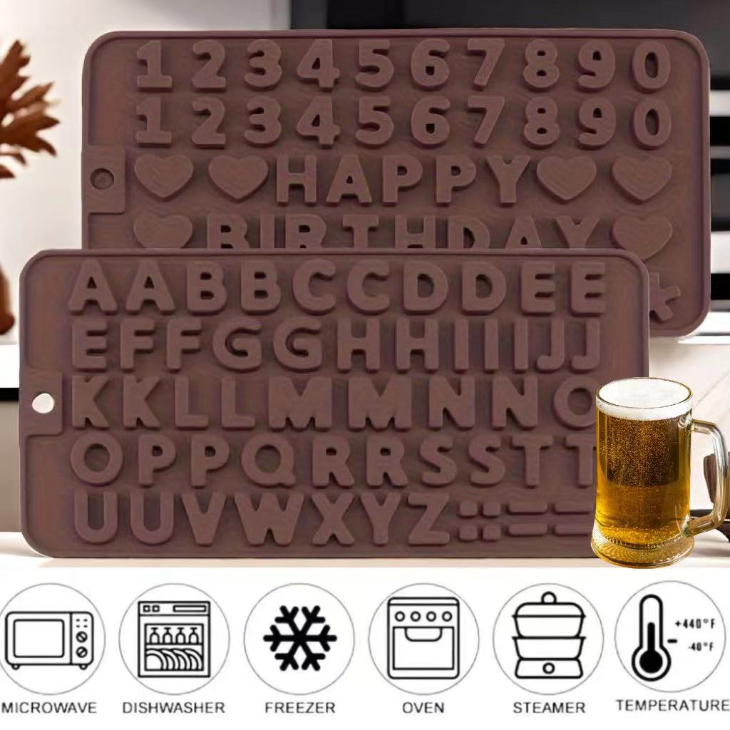 Moldes de silicona con letras y números para decorar pasteles y celebraciones de cumpleaños