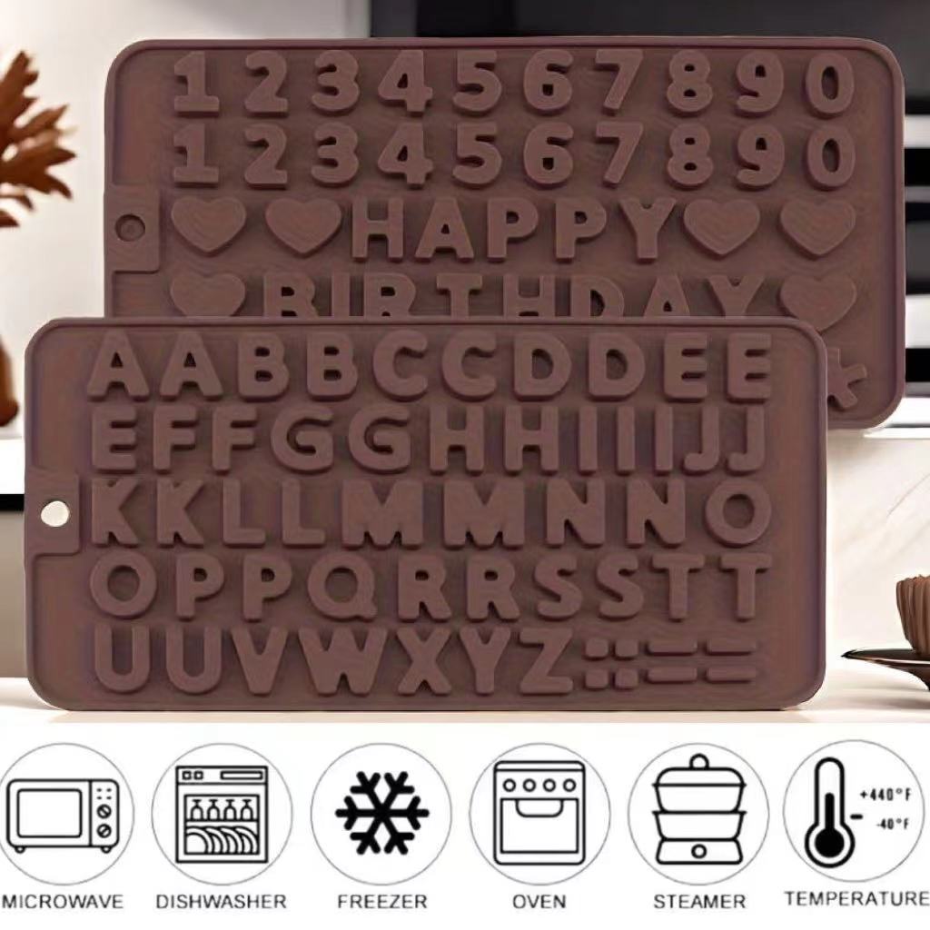 Moldes de silicona con letras y números para decorar pasteles y celebraciones de cumpleaños