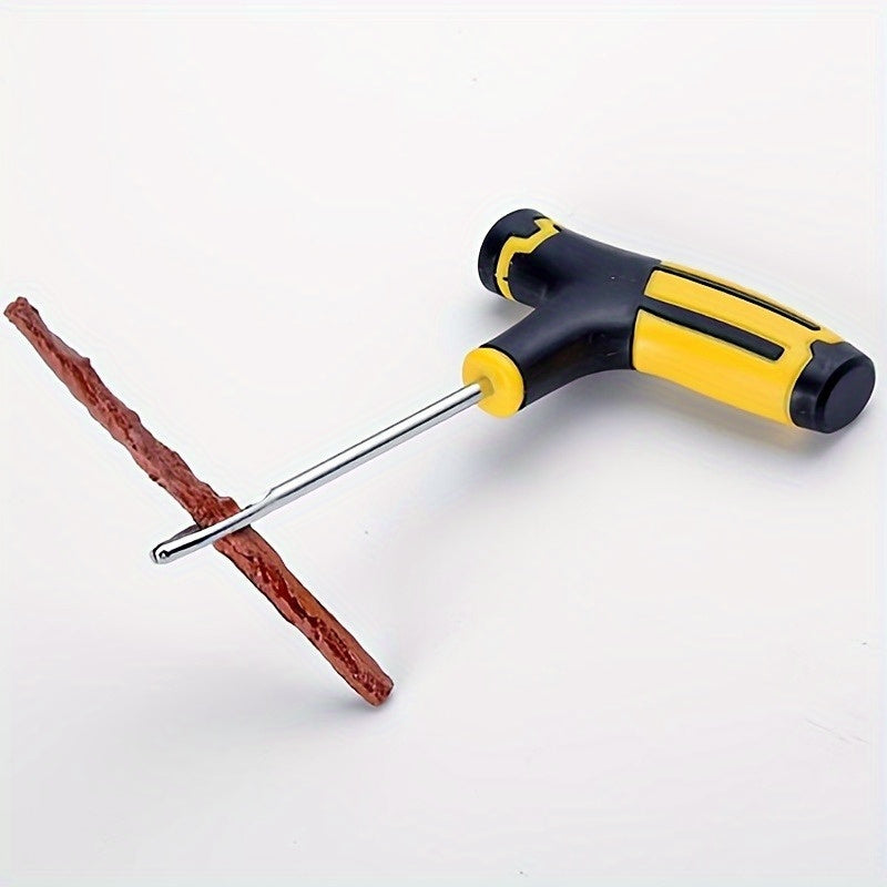 Heavy Duty Tire Repair Kit with Rubber Strips and Tools for Emergency Use