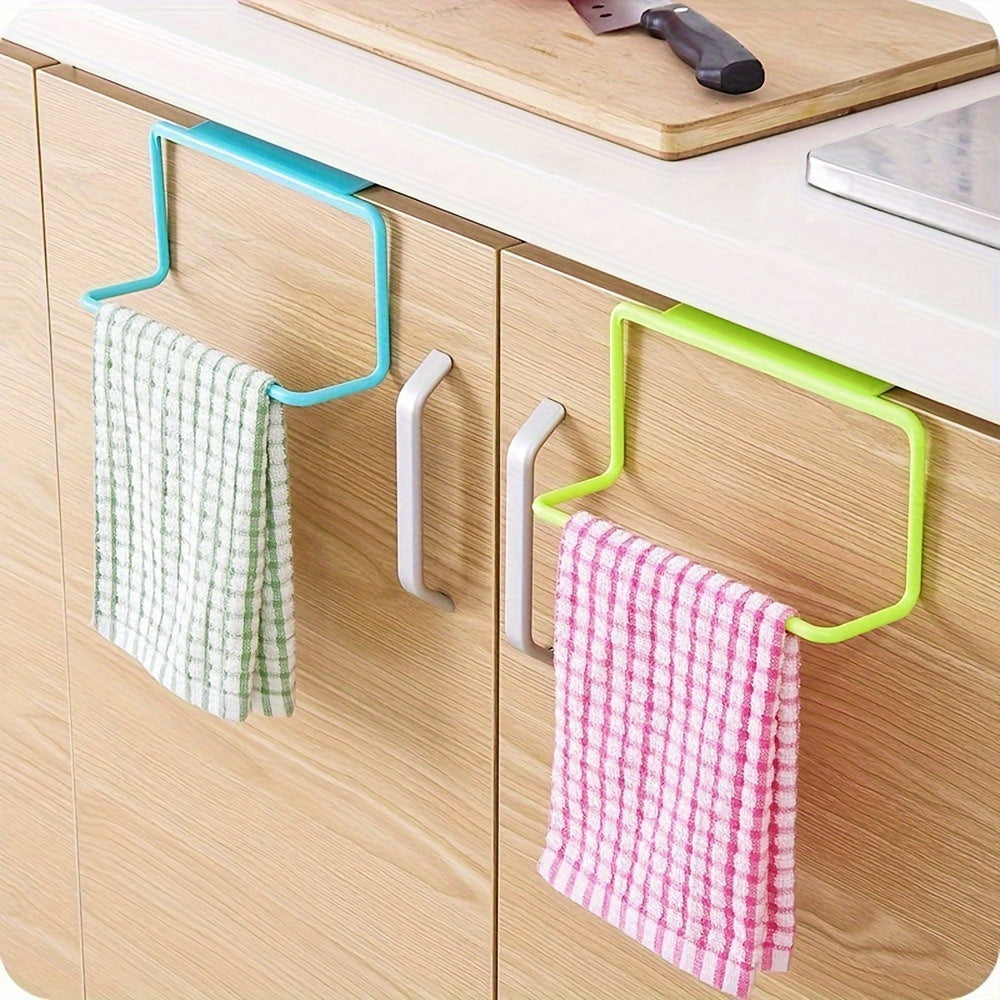Estante de almacenamiento para puerta de armario de una pieza para cocina, baño, soporte para toallas, soporte para bolsas de basura, organizador colgante