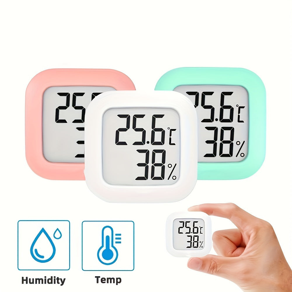 Small White Digital Thermometer Hygrometer with Battery and Humidity Indicator