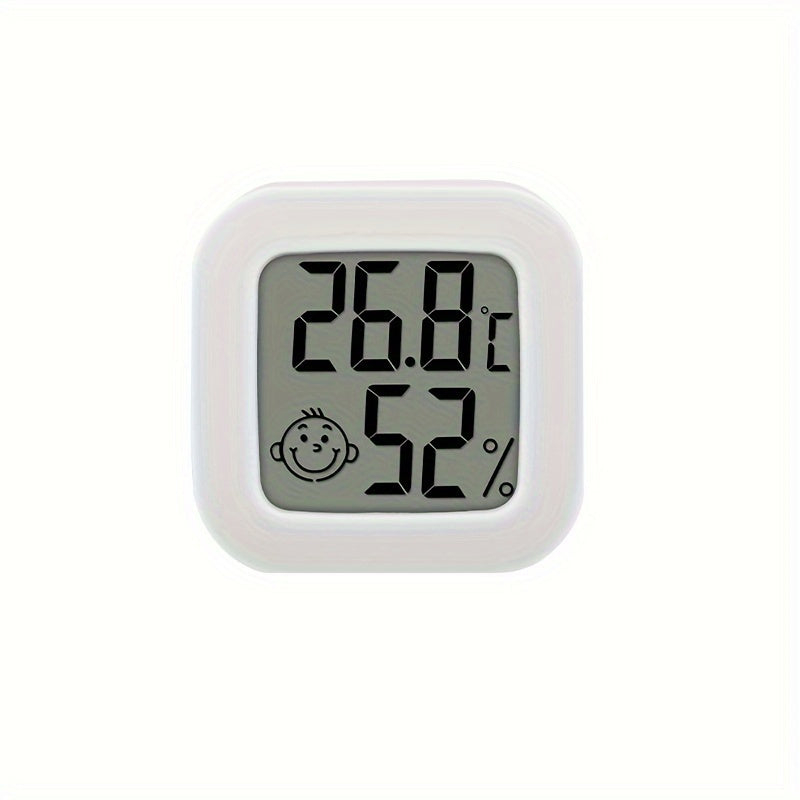 Small White Digital Thermometer Hygrometer with Battery and Humidity Indicator
