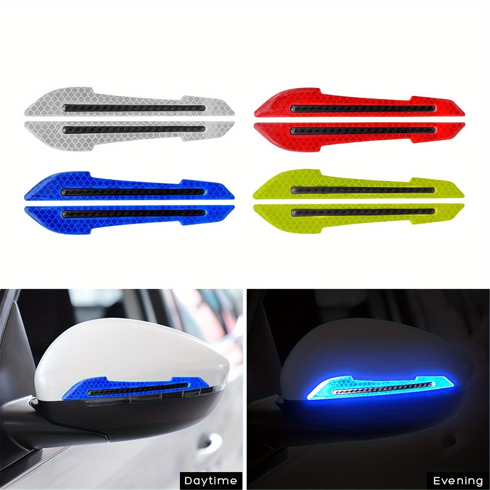 2pcs PVC Reflective Car Stickers Rearview Mirror Safety Anti-Collision Night Visibility