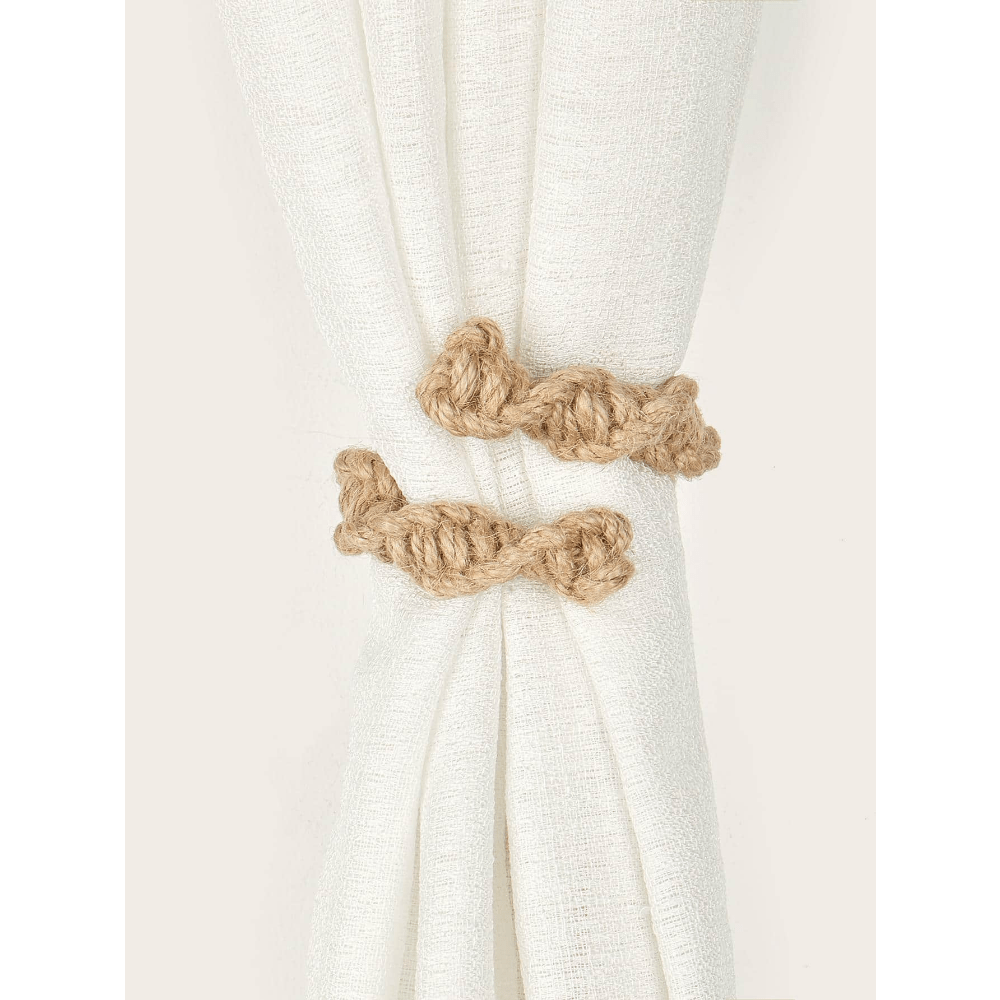 Cortina de cuerda trenzada bohemia para decoración del hogar, sujeta una sola cortina lisa