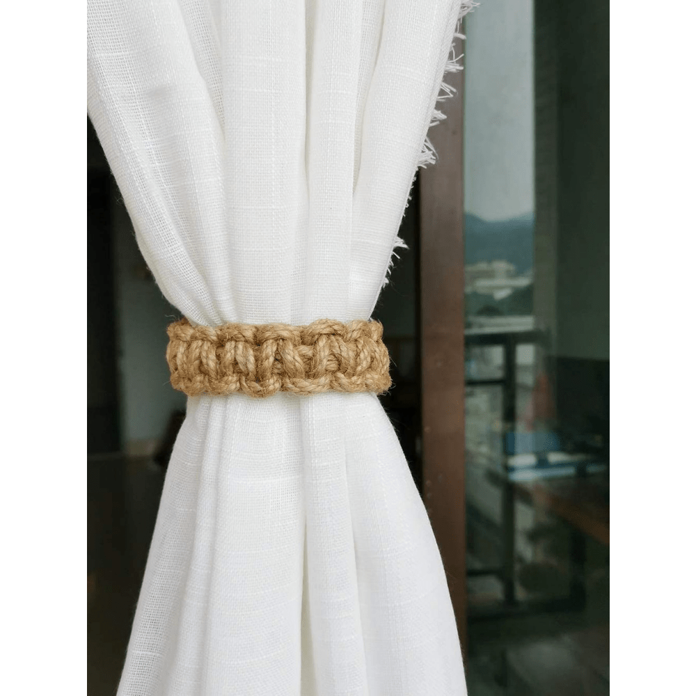 Cortina de cuerda trenzada bohemia para decoración del hogar, sujeta una sola cortina lisa