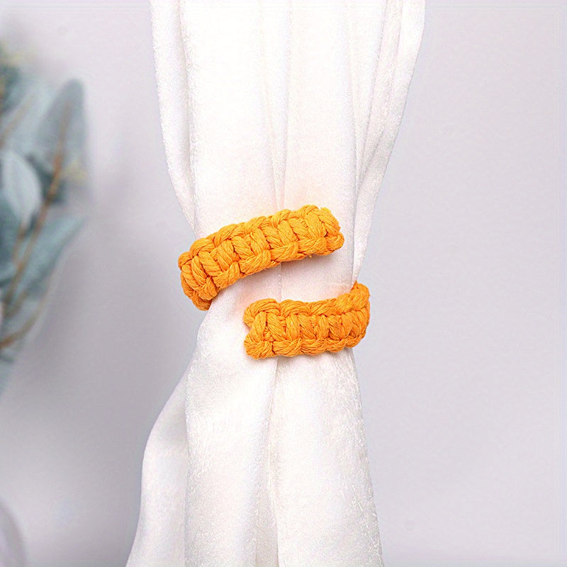 Cortina de cuerda trenzada bohemia para decoración del hogar, sujeta una sola cortina lisa