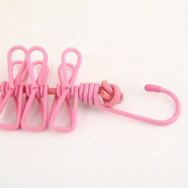 Retractable Clothesline with 12 Plastic Clips for Outdoor Laundry Drying