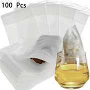100 Pack Unbleached Non-Woven Fabric Tea Bags for Loose Leaf and Cooking