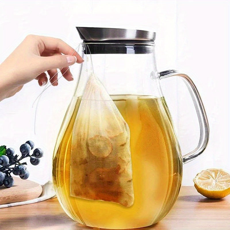 100 Pack Unbleached Non-Woven Fabric Tea Bags for Loose Leaf and Cooking