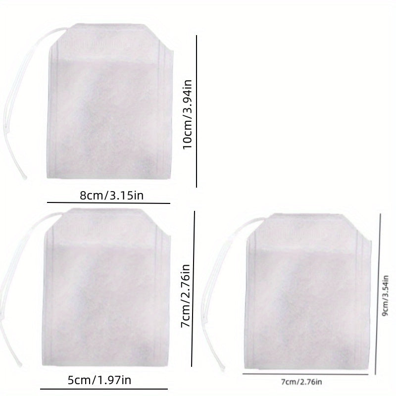 100 Pack Unbleached Non-Woven Fabric Tea Bags for Loose Leaf and Cooking