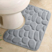 Gray U-Shaped Bathroom Rug Non-Slip Quick-Dry Polyester Bath Mat Indoor Use