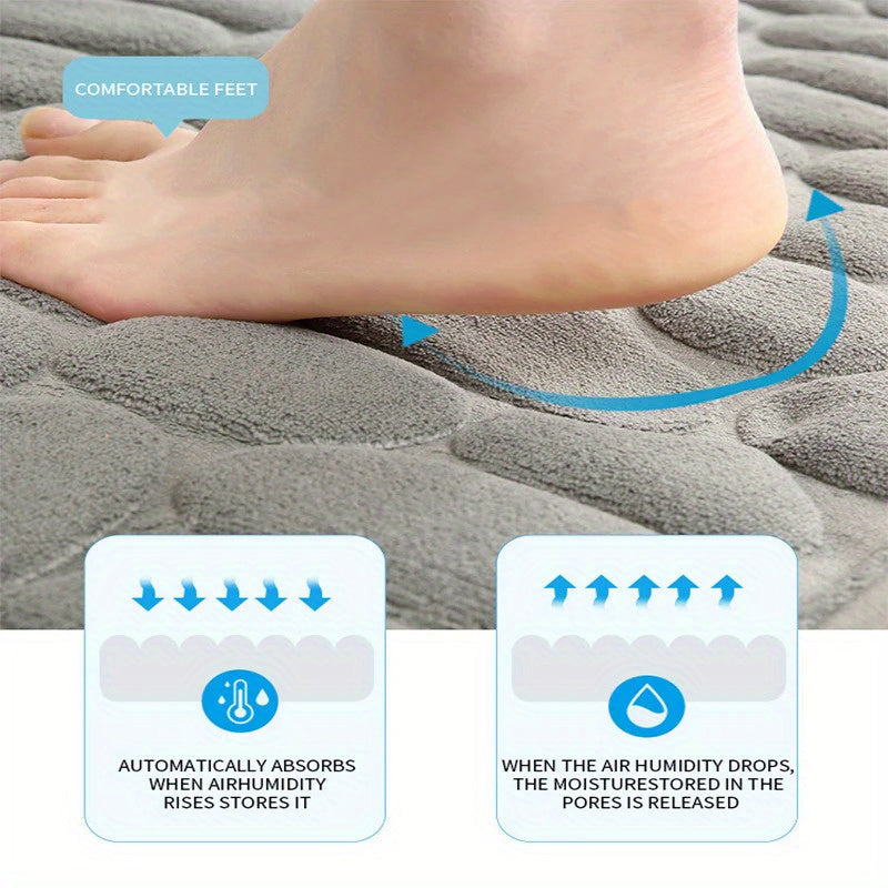 Gray U-Shaped Bathroom Rug Non-Slip Quick-Dry Polyester Bath Mat Indoor Use