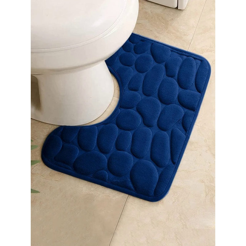 Gray U-Shaped Bathroom Rug Non-Slip Quick-Dry Polyester Bath Mat Indoor Use
