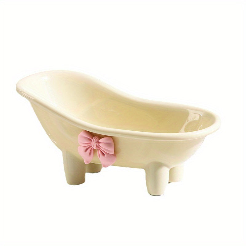 Cute Bathtub Soap Dish Holder, Ceramic Bathroom Accessories for Soap Storage