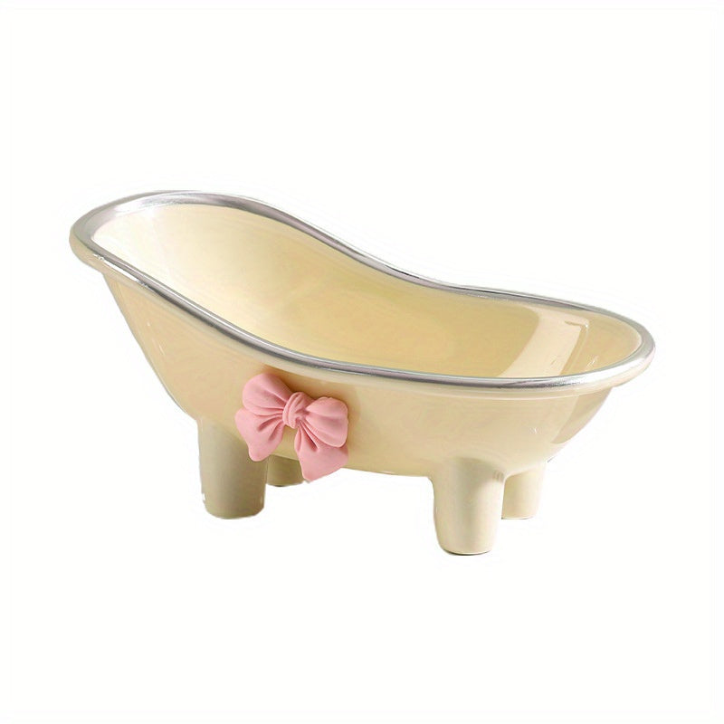 Cute Bathtub Soap Dish Holder, Ceramic Bathroom Accessories for Soap Storage