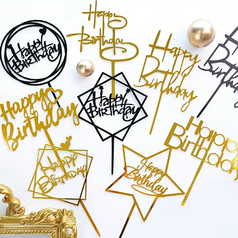 10 Happy Birthday Acrylic Cake Topper for Party Decor No Batteries Needed