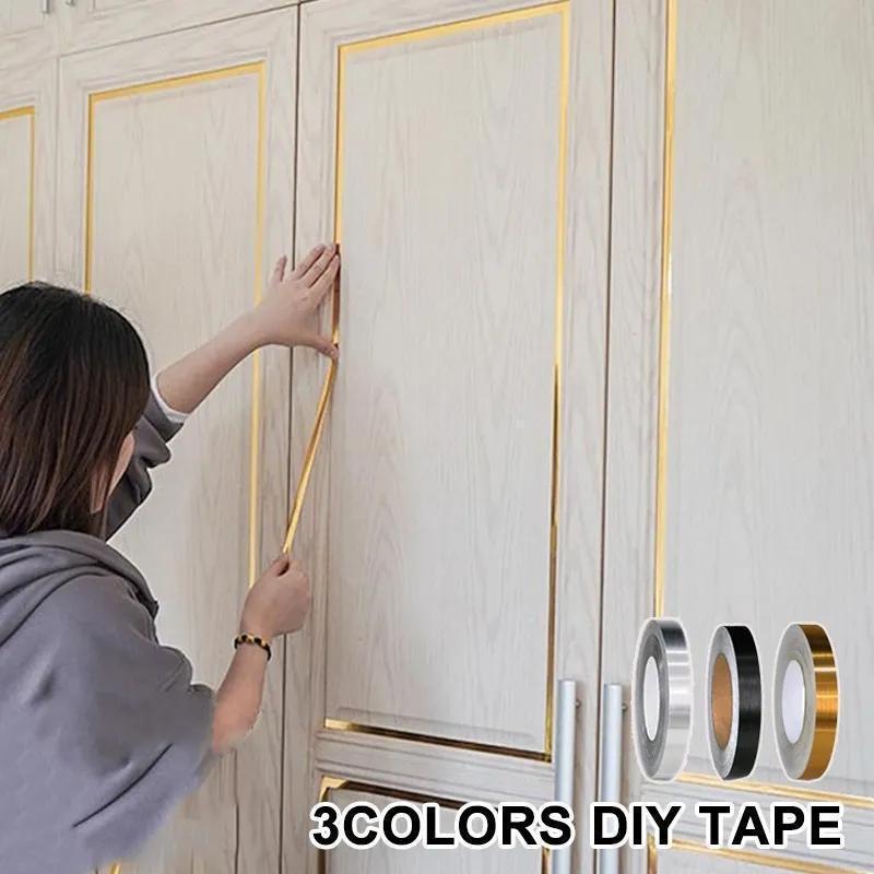 50m RV Bathroom Brushed Golden Silvery Floor Edging Wall Stickers Waterproof Trim