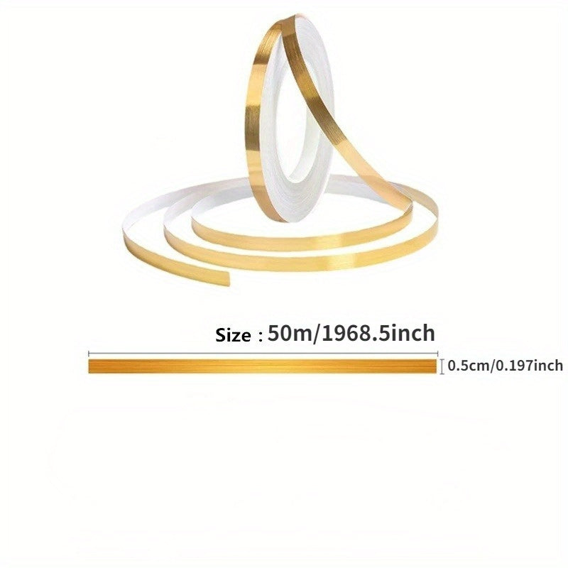 50m RV Bathroom Brushed Golden Silvery Floor Edging Wall Stickers Waterproof Trim