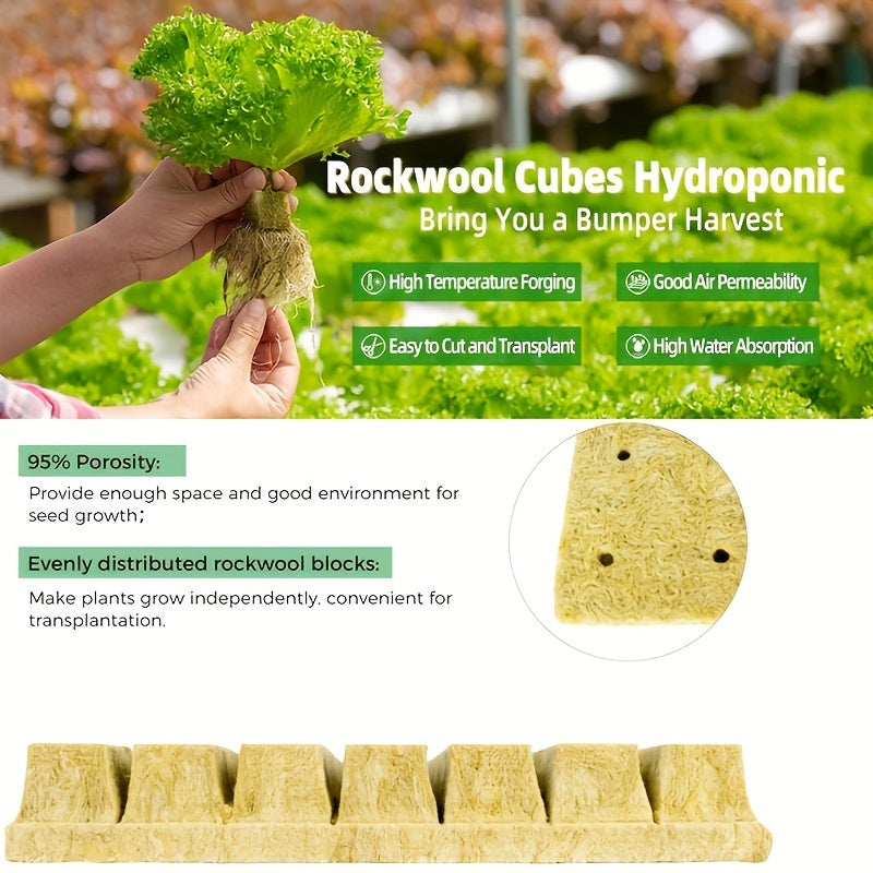 100 EcoGrow Rockwool Hydroponic Grow Cubes for Seed Germination and Vegetative Growth