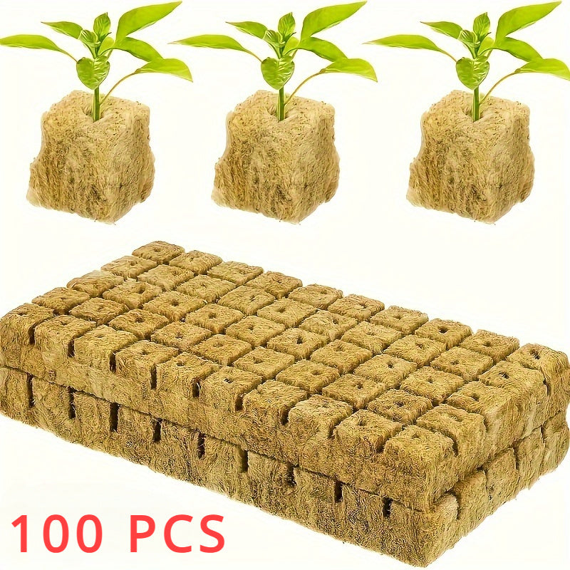 100 EcoGrow Rockwool Hydroponic Grow Cubes for Seed Germination and Vegetative Growth