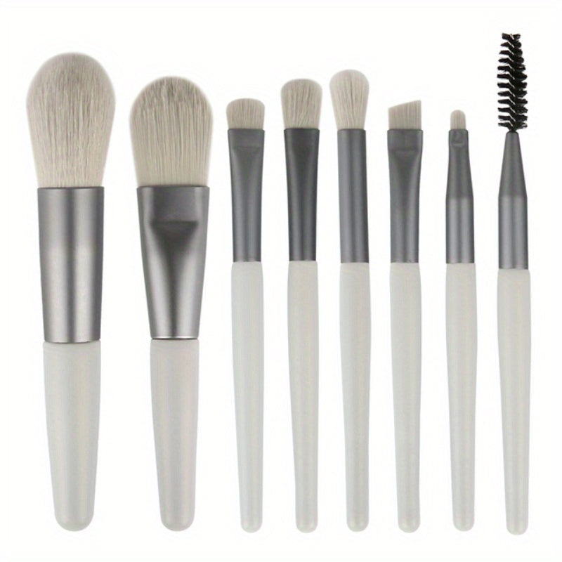 8-Piece Makeup Brush Set with Viscose Brush Heads and Plastic Handles
