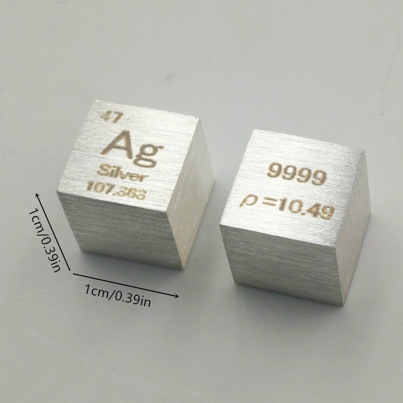Silver Density Cube 10mm 99.99% Pure Silver Educational Metal Specimen