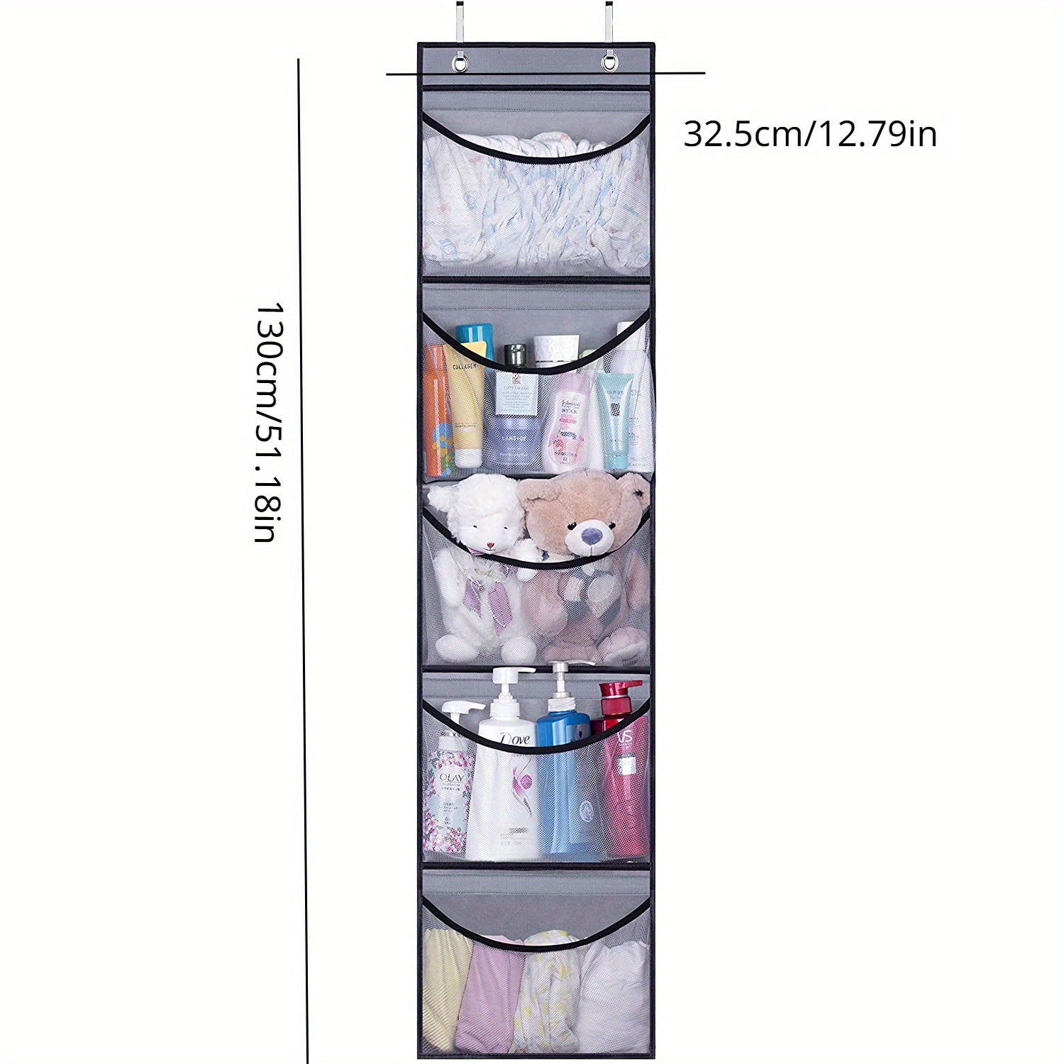 Large Hanging Storage Bag with 5 Layers for Toys Clothes and Sundries Over-the-Door Organizer