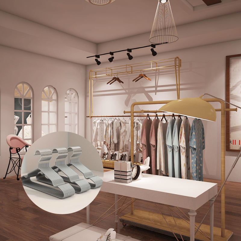 10pcs Heavy Duty Non-Slip Metal Clothes Hangers with Grooves for Closet Storage