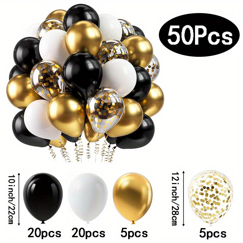 Black and Gold Confetti Latex Balloons for Weddings Birthdays and Celebrations