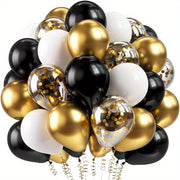 Black and Gold Confetti Latex Balloons for Weddings Birthdays and Celebrations