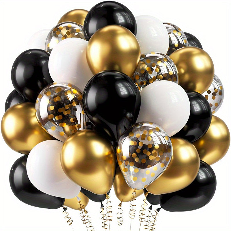 Black and Gold Confetti Latex Balloons for Weddings Birthdays and Celebrations