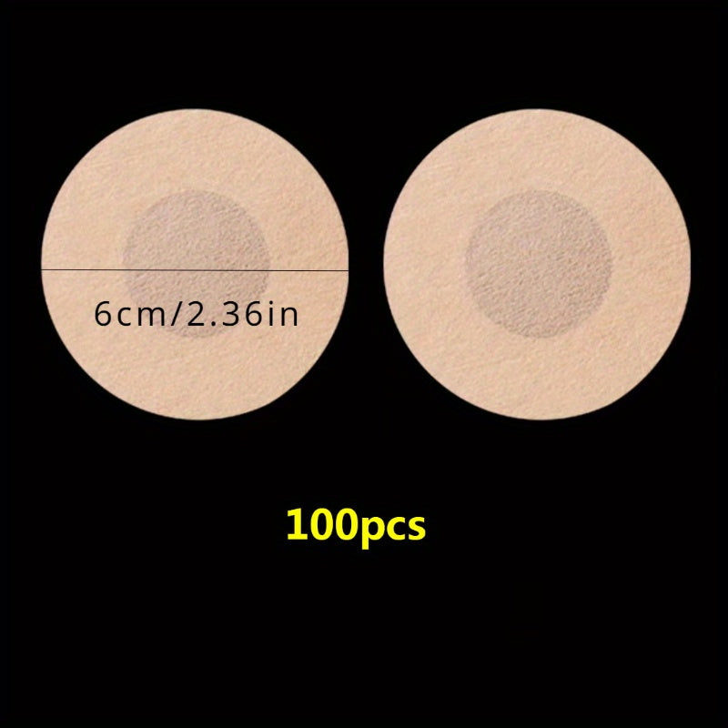 100 piezas de cubre pezones desechables de tela no tejida, tono piel, sin costuras, cómodos