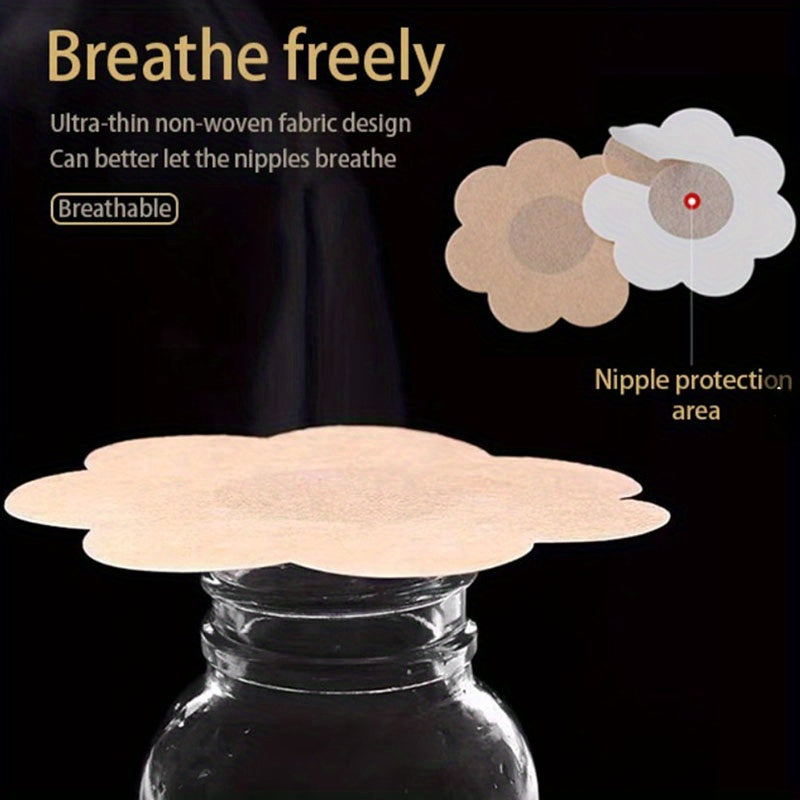 100 piezas de cubre pezones desechables de tela no tejida, tono piel, sin costuras, cómodos