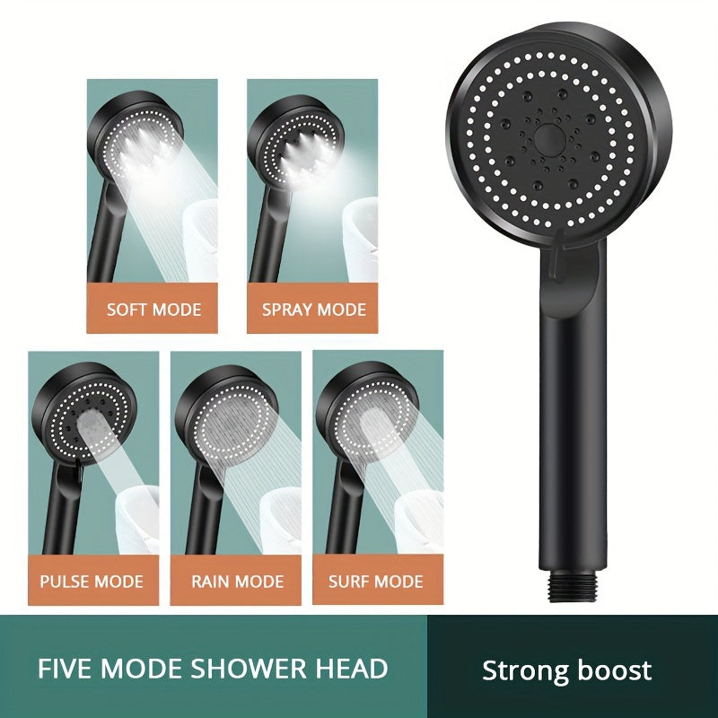 Multi-Functional ABS Handheld Shower Head with 5 Spray Modes Water-Saving