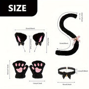 Cat and Bear Paw Cosplay Set for Ladies with Gloves Bow Tie and Choker Polyester Blend