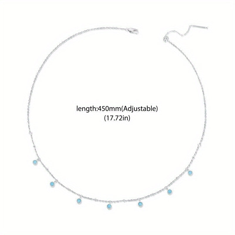 Sterling Silver Turquoise Necklace with Synthetic Pendants for Women