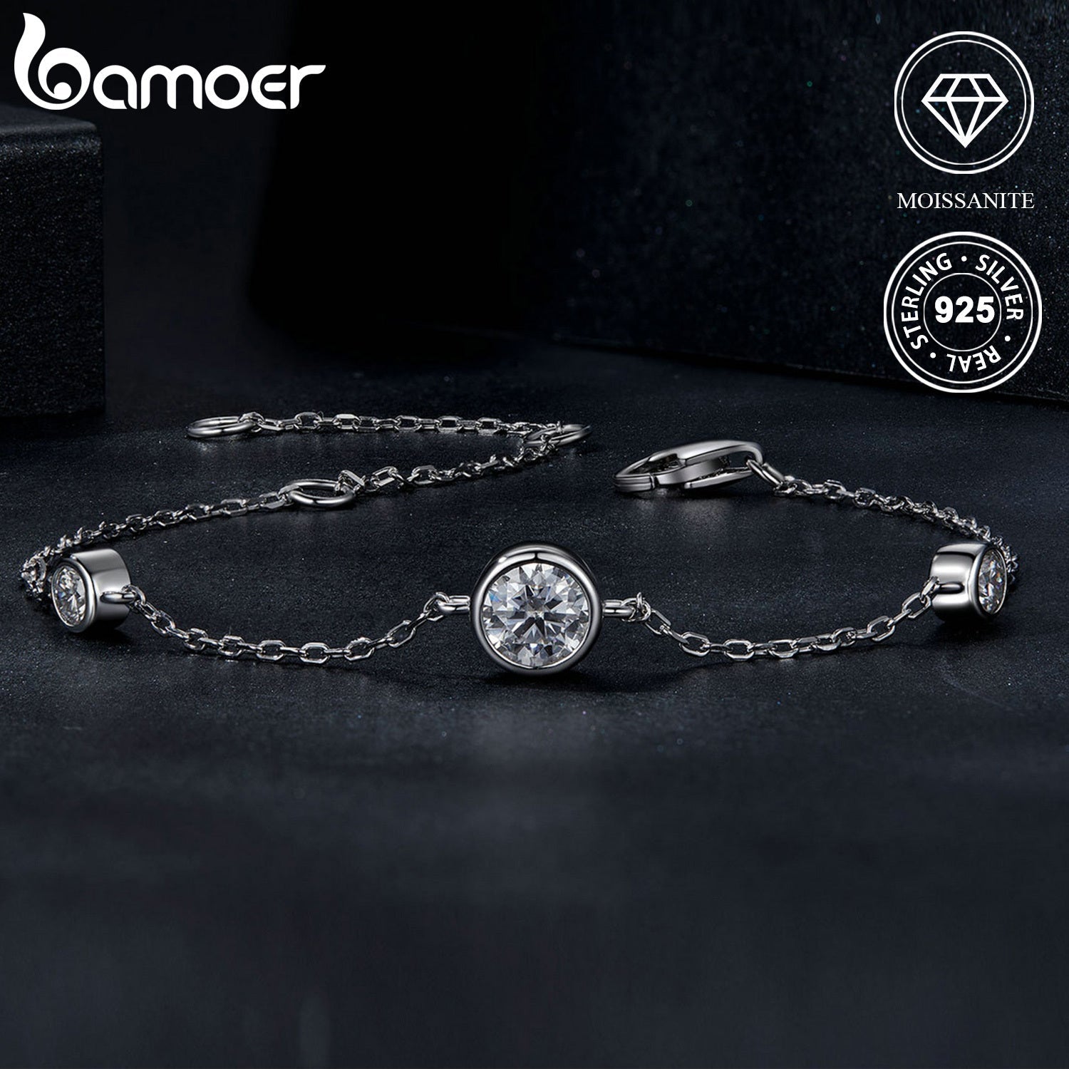 0.5ct va 0.1ct toshlar bilan zamonaviy Moissanite bilaguzuk, 925 sterling kumushdan tayyorlangan - Har kuni kiyish uchun yoki unga sovg'a sifatida ideal