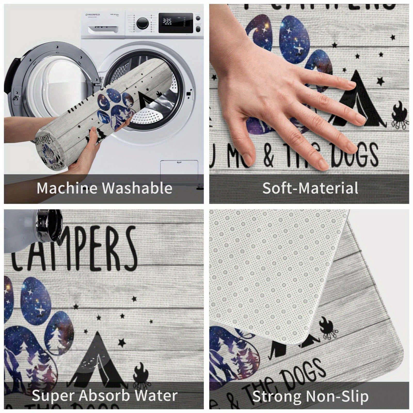 Alfombra de entrada suave, absorbente y antideslizante para interior y exterior, ideal para acampar y autocaravanas