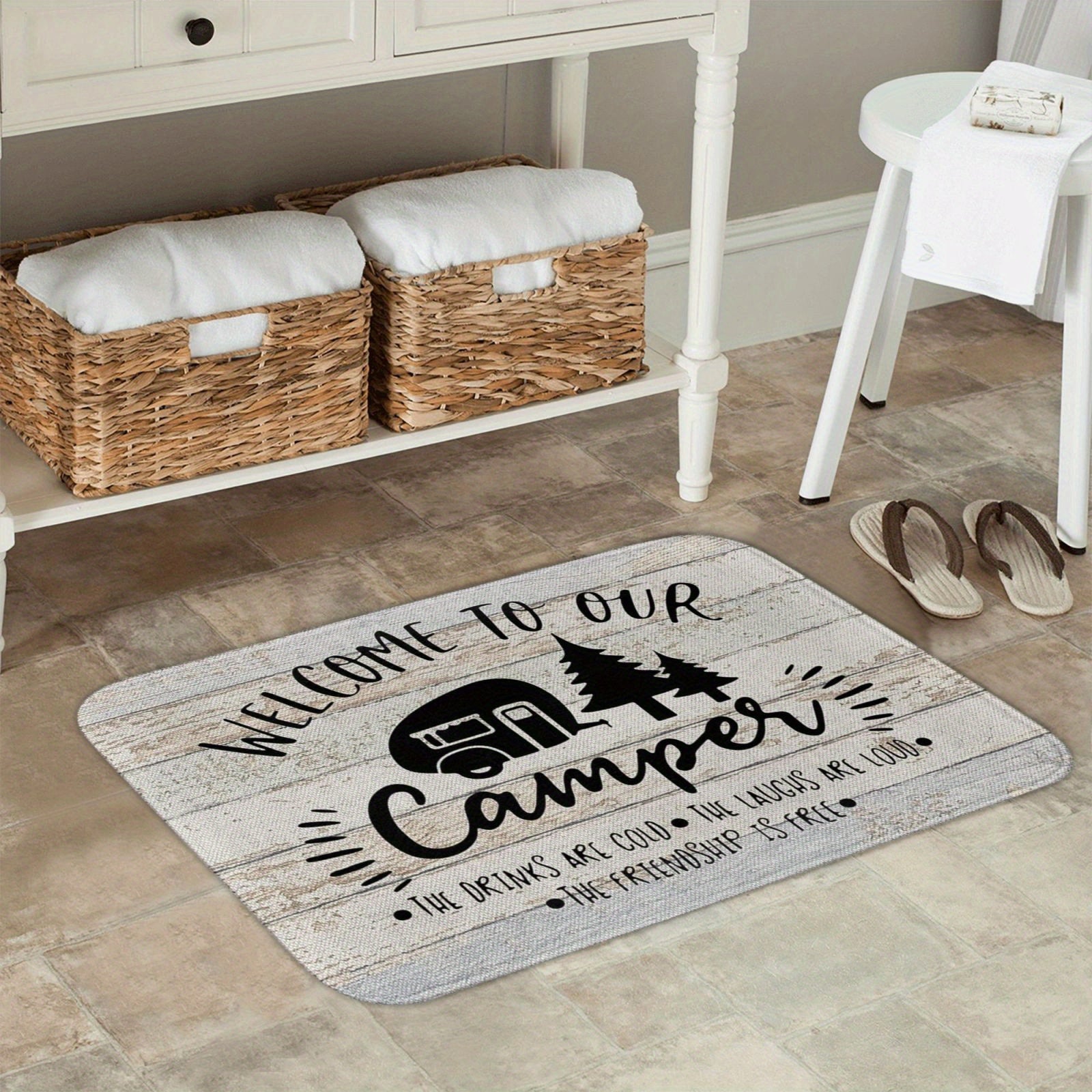 Welcome Doormat Non-Slip Absorbent Rug for Indoor Outdoor RV Patio 40x60cm