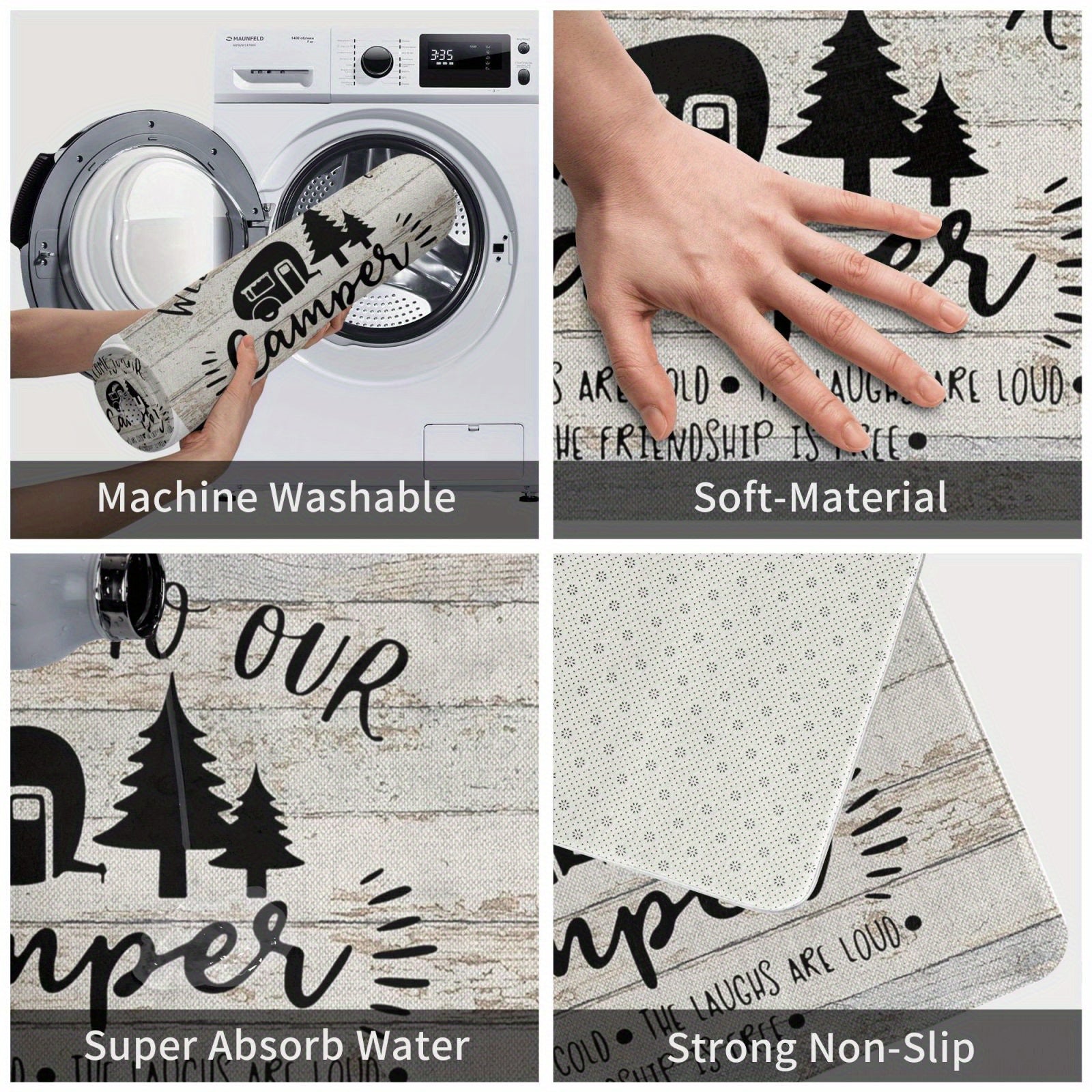 Welcome Doormat Non-Slip Absorbent Rug for Indoor Outdoor RV Patio 40x60cm